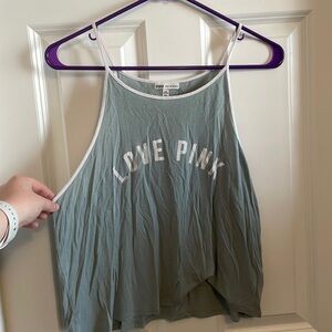 Pink super soft cropped halter tank.
